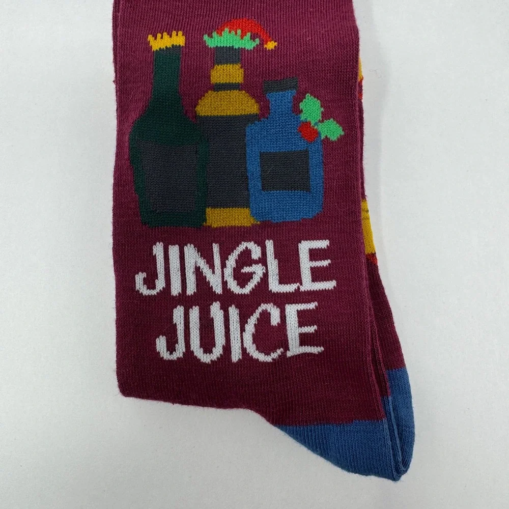 Festive Fun Mens Jingle Juice Novelty Socks Burgundy Christmas Alcohol US 8-12‎